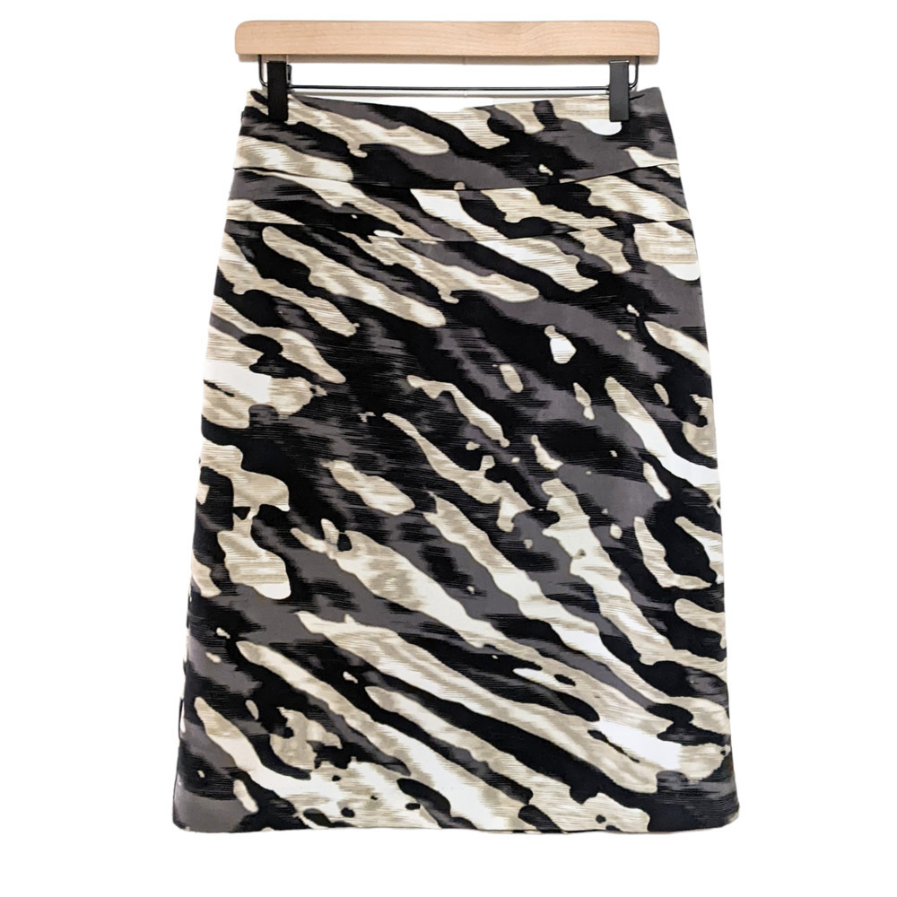 Worthington Petite 6P Black Gray Abstract Animal Print Pencil Straight Skirt